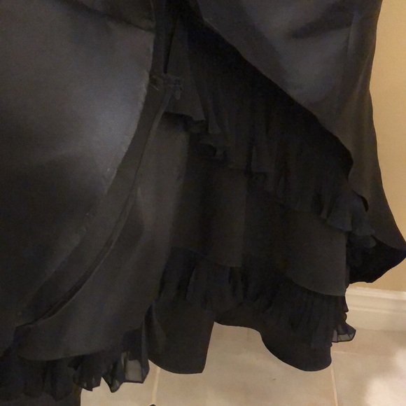 Jovani evening layered ruffle tulip front sweeping back satin style elegant gown - Picture 7 of 14